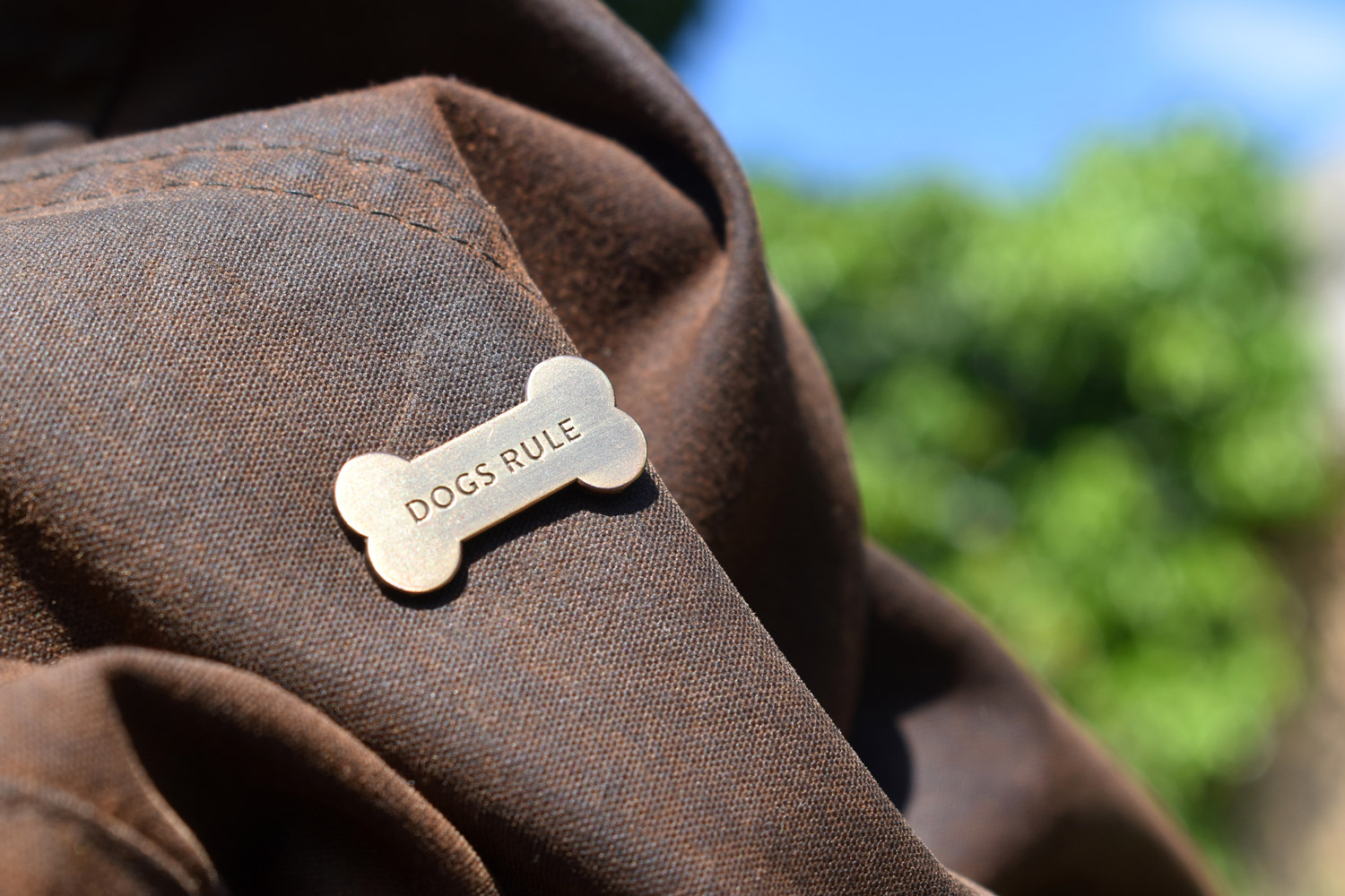 Ali-Norden_Dogs-Rule_Antique-Gold-Pin_Barbour-Wax-closeup